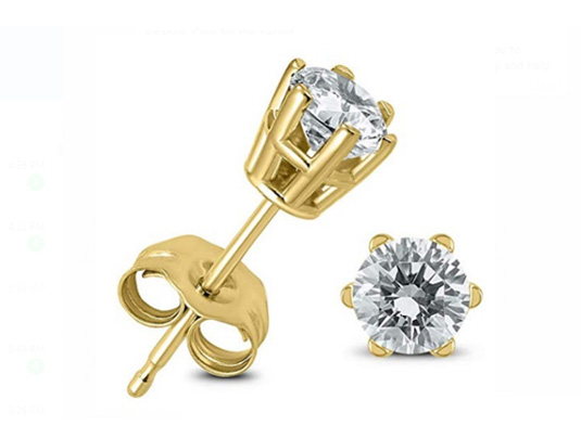 Single Diamond Round Stone Stud